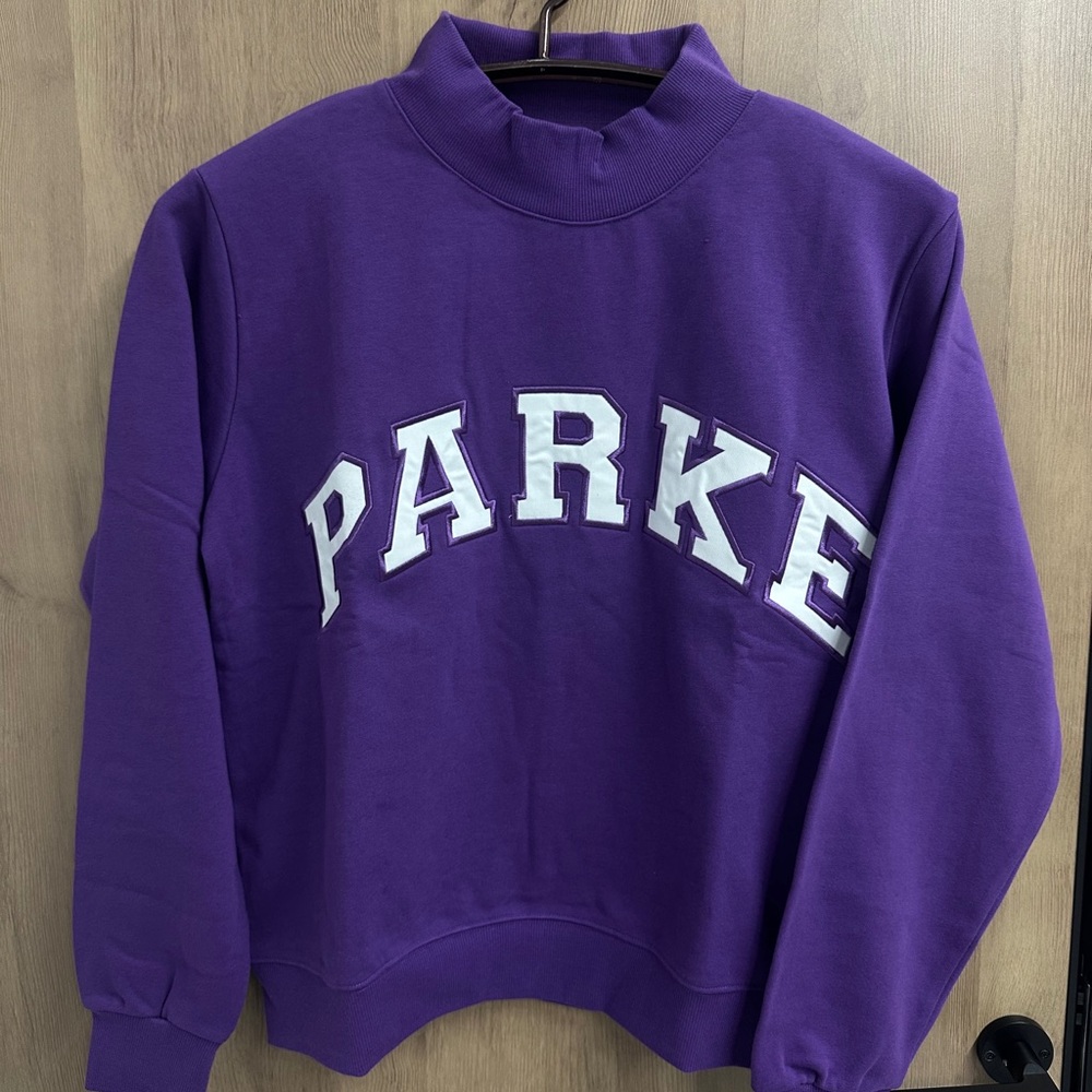 PARKE Purple Pullover Mock Neck Sweatshirt